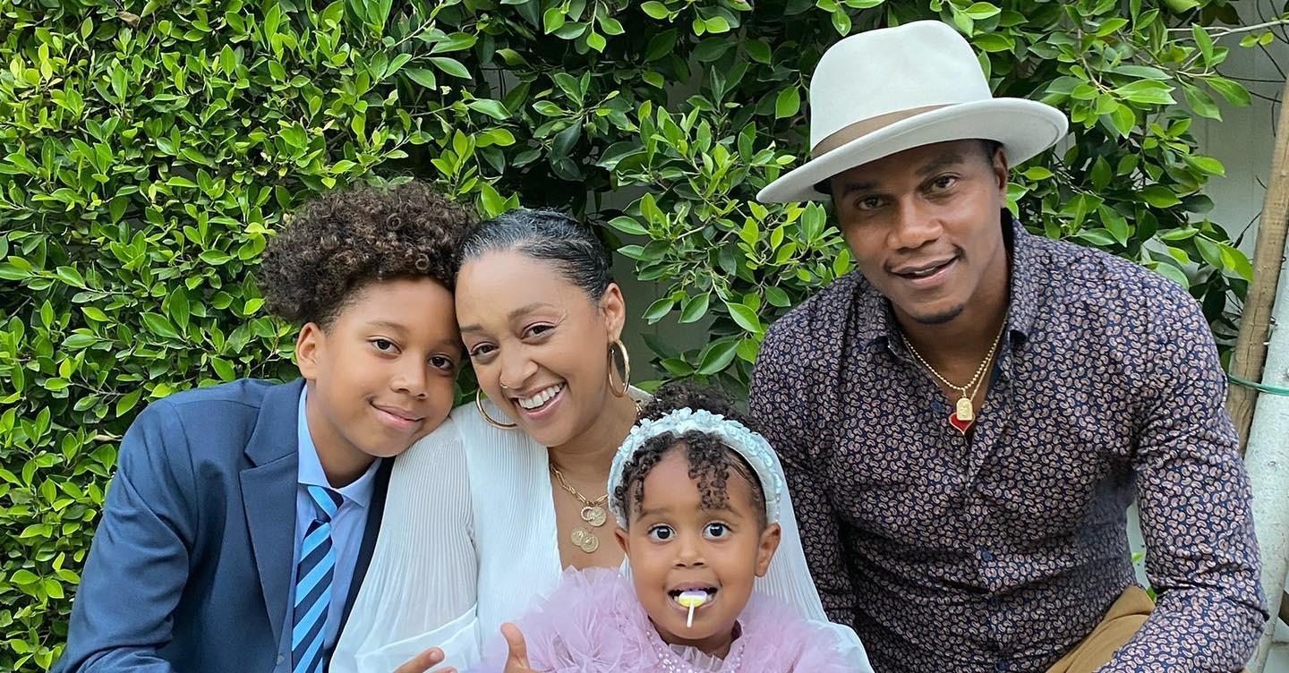Tia Mowry, Cory Hardrict, and their two kids celebrate Easter.