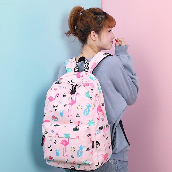 wp content/uploads///full of watermelon pineapple flamingo backpack for teenage girls pink back school bags