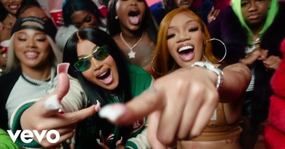 GloRilla and Cardi B. rapping in Tomorrow remix video. 