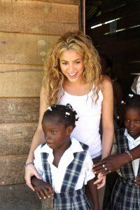 Shakira with students in Colombia