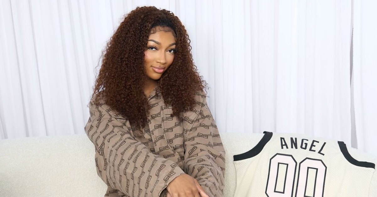 angel reese with jersey for shea moisture