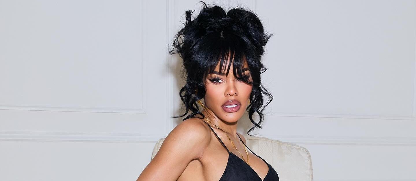 Teyana Taylor in black lingerie.