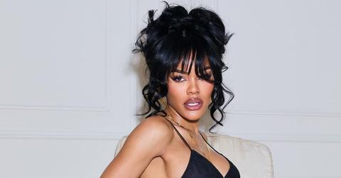 Teyana Taylor in black lingerie.