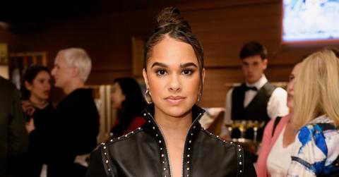 Misty Copeland wears black leather pantsuit
