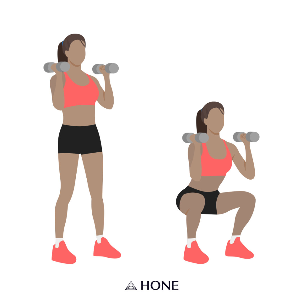 menopause belly exercises dumbbell squats