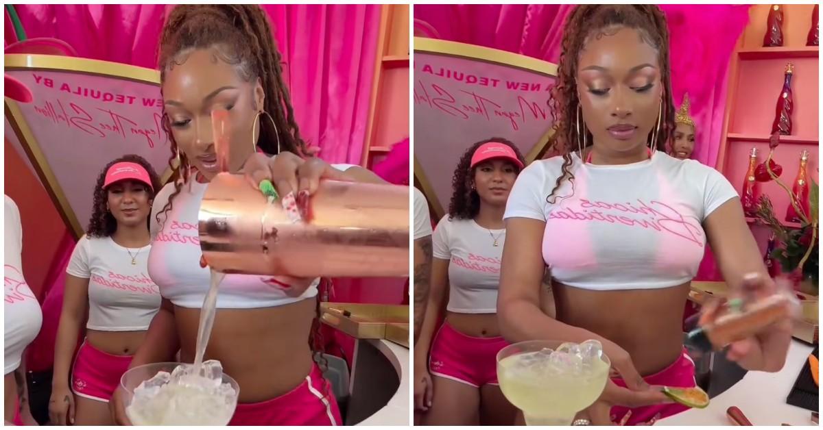 Meg Thee Stallion mixes a cocktail using her tequila