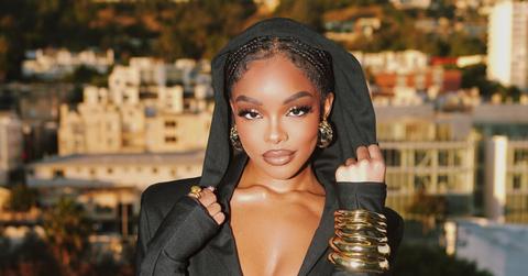 Marsai Martin wears black and gold