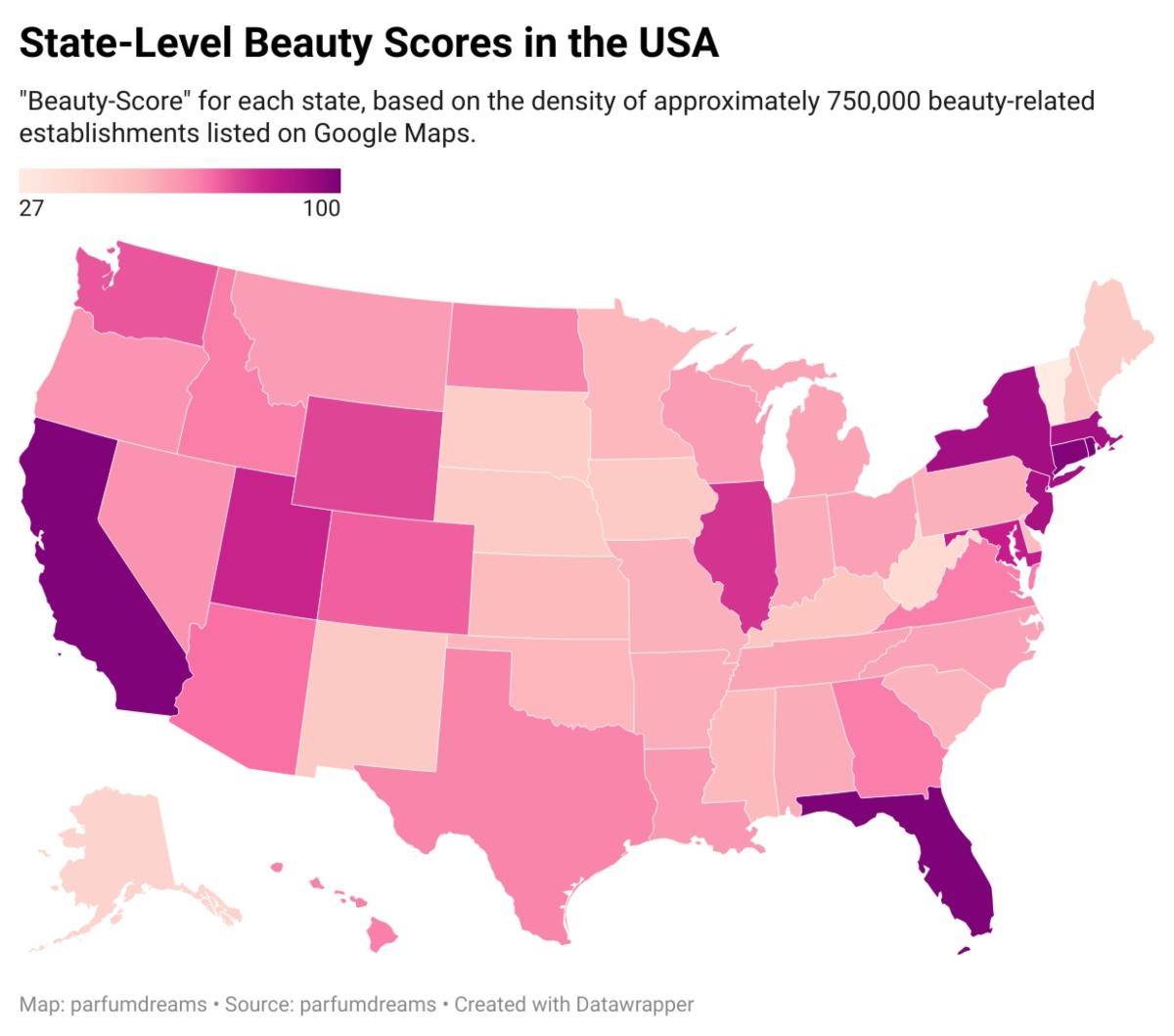 parfumdreams state level beauty scores in the usa