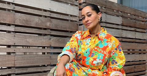 Tracee Ellis Ross wears a colorful dress